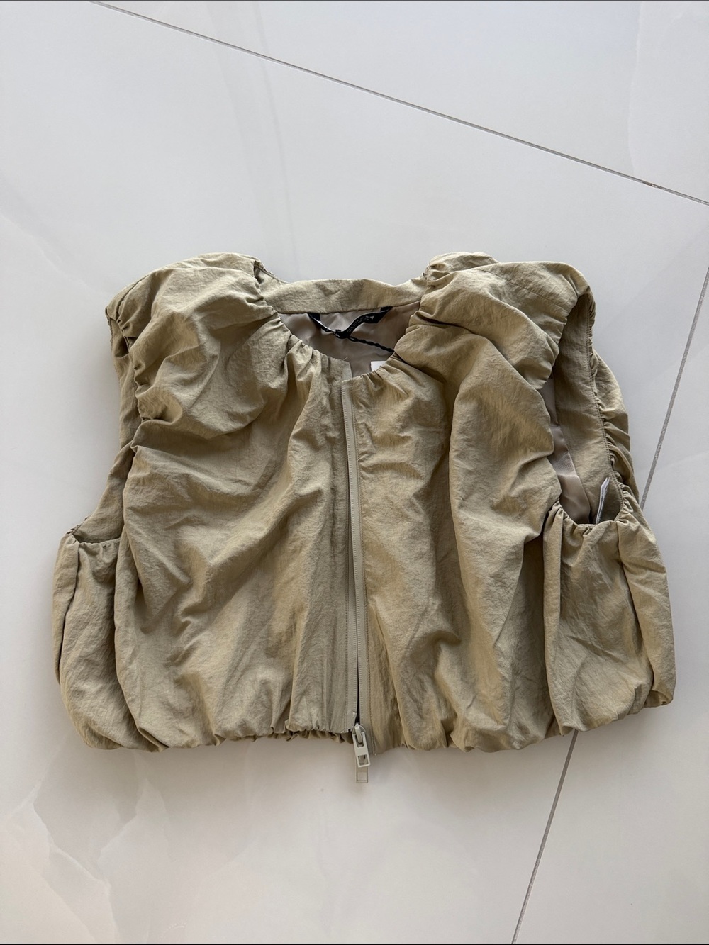 Zara cropped, zip-up parachute style vest